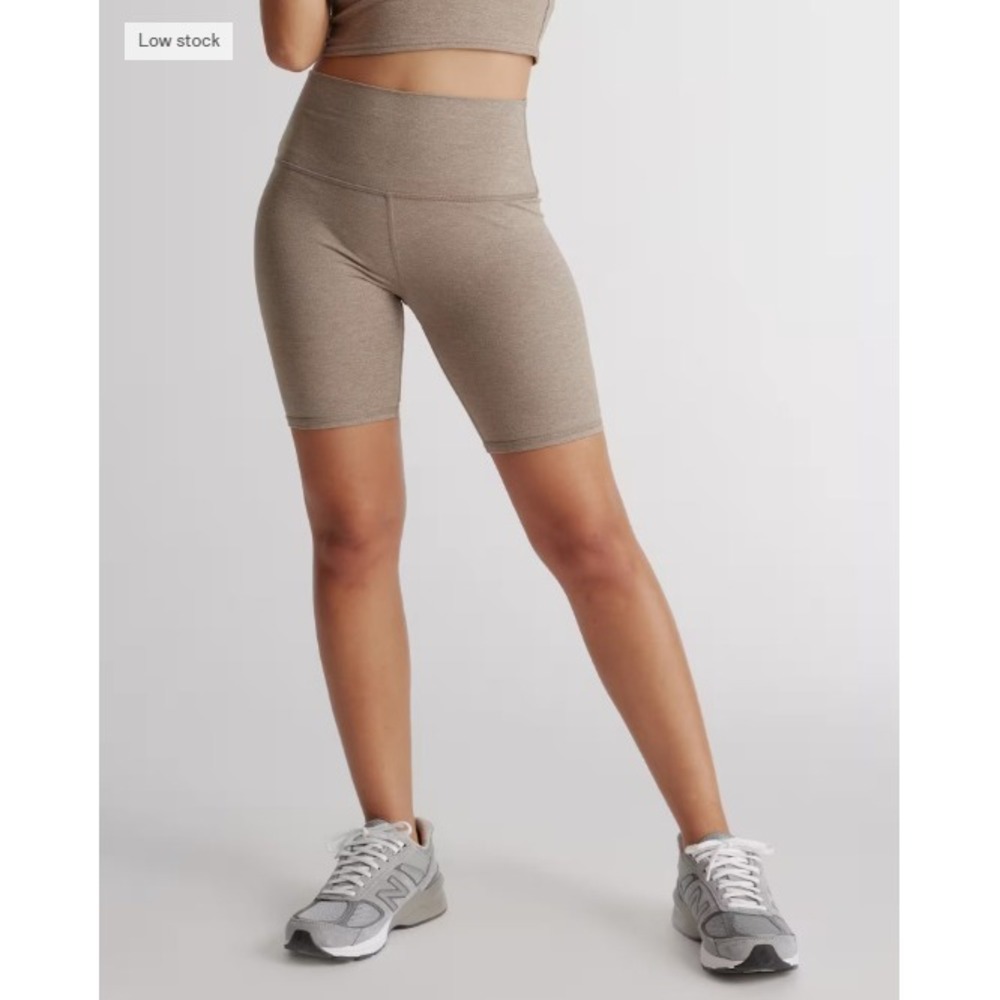 Quince Ultra-Soft Bike Shorts Heather Oatmeal Medium EUC